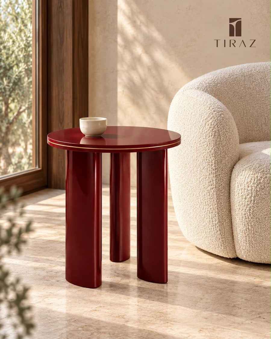TIRAZ Side Table 02 — Burgundy & Brass