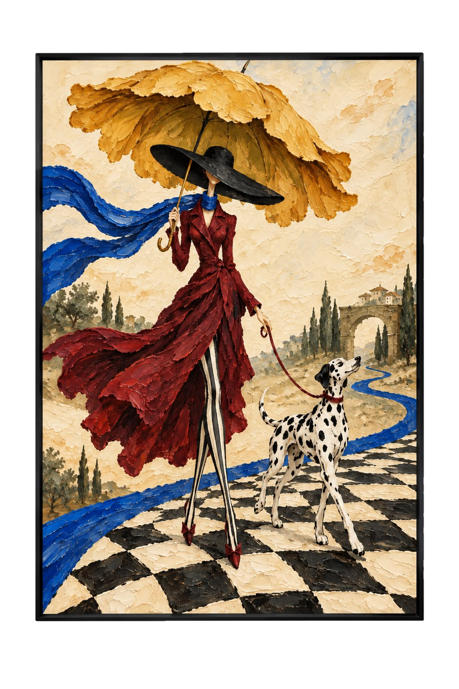 The Afternoon Stroll — Textured Figurative Wall Art Printed Canvas (60 × 90 cm)