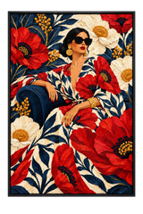 The Poppy Diva — Textured Portrait Wall Art Printed Canvas (60 × 90 cm)