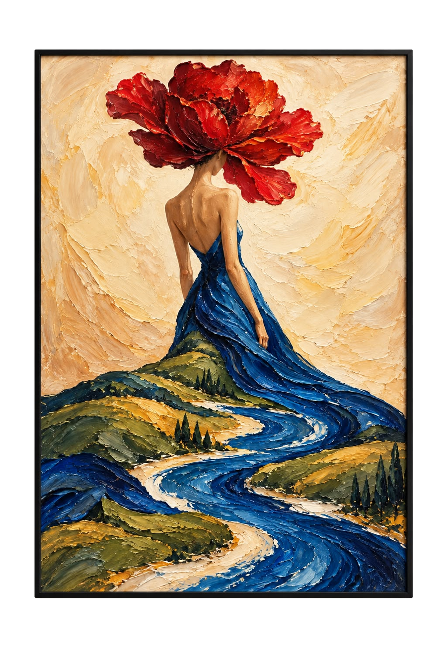 The River Gown — Textured Figurative Wall Art Printed Canvas (60 × 90 cm)