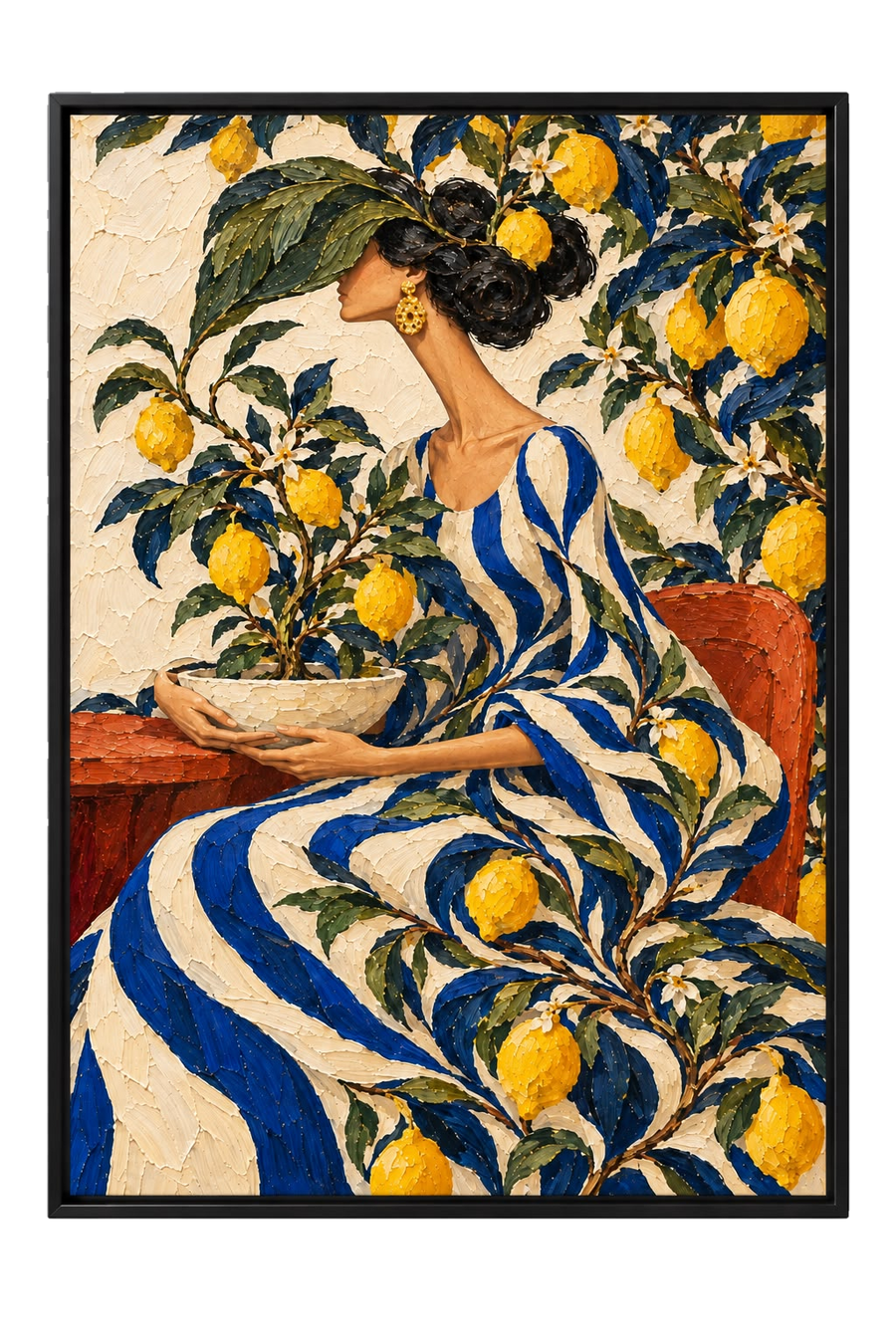 Under the Lemon Tree — Textured Figurative Wall Art Printed Canvas (60 × 90 cm)